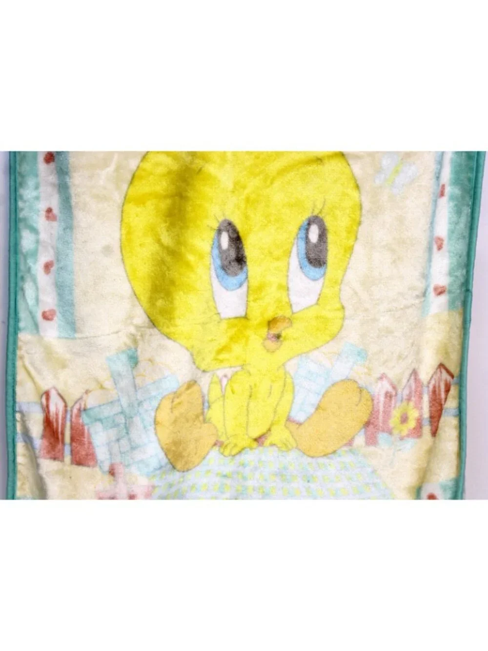 Y2K Tweety Plush Baby Blanket Looney Tunes Bird Crib Picnic Butterfly Boy Girl